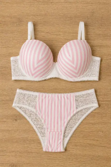 طقم برا وبانتي مقلم